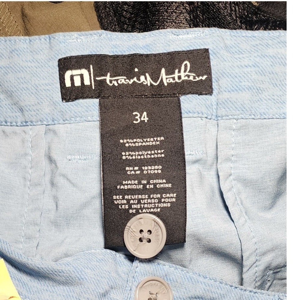 TravisMathew Beck Mens Golf Shorts Blue Heathered Stretch Size 34 10in Inseam - Picture 2 of 6